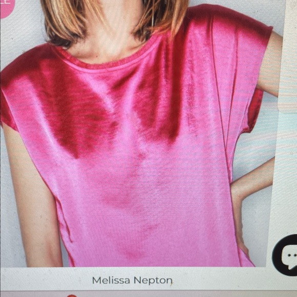 MELISSA NEPTON Tops - Melissa Nepton Fuchsia Satin fringe neck satin top